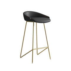 Luxurious PU leather bar stool with modern gold finish and functional footrest