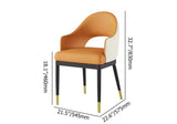 Modern Orange & Coffee PU Leather Dining Chair Set of 2 Open Back with Arms