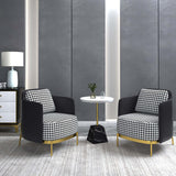 Black & Gray Modern Accent Chair with Linen Upholstery for Living Room