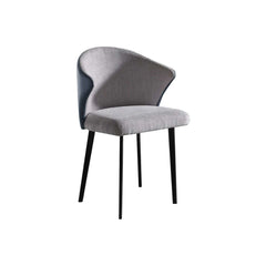 Trendy gray armchair with carbon steel legs and blue fabric - 2-piece upholstered dining chair set