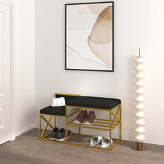 Fashionable white and gold PU leather bench seat for entryway decor