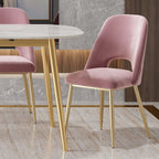 Fashionable black upholstered chairs for dining set of 2 with hollow back and gold accents