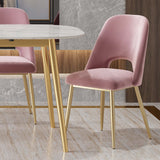 Modern Black Upholstered Dining Chair Set of 2 with Hollow Back & Gold Legs
