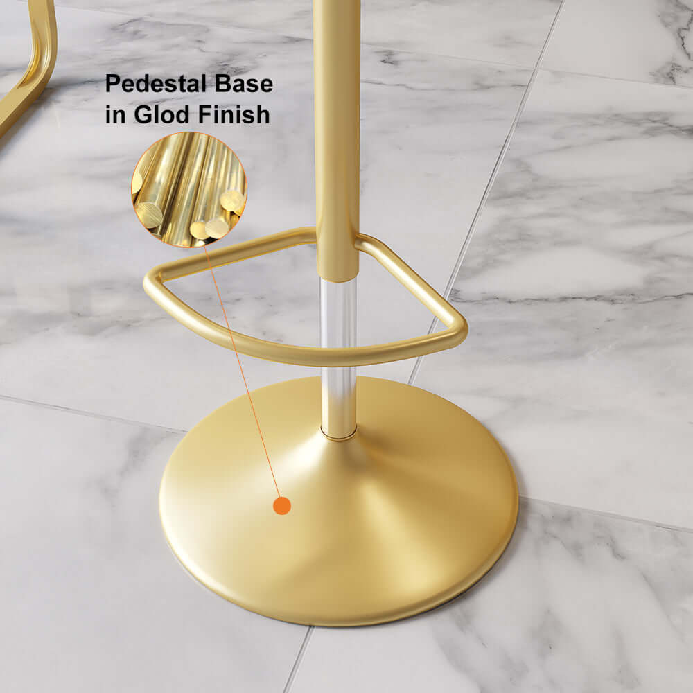 Blue Velvet Swivel Bar Stools Set of 2 for Kitchen Island - Counter Height with Backrest, Elegant Upholstered Chairs