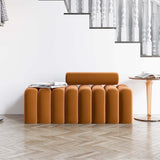 Modern Line Tufted Bench Upholstered Bench with Round Back Blue/White/Gray/Orange