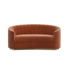 Modern 88.6" velvet couch in eye-catching orange with stainless steel legs