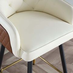 Modern beige bar stool with full back and arms for kitchen or bar area