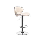 White PU leather upholstered bar stool with backrest, 30.3" height - modern and chic seating option
