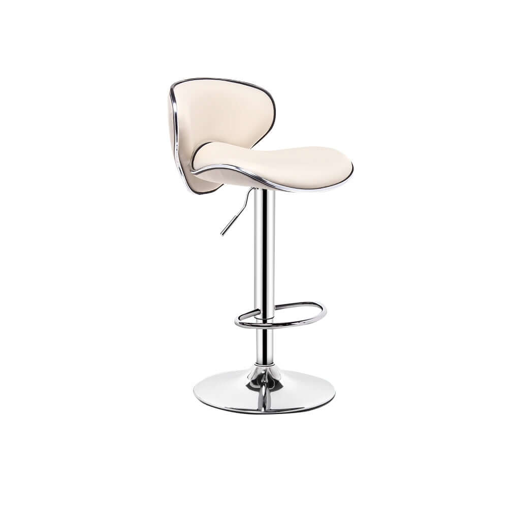 White PU leather upholstered bar stool with backrest, 30.3" height - modern and chic seating option