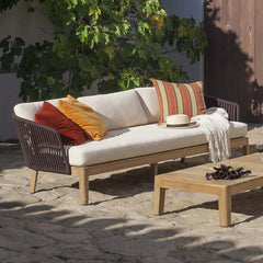 Durable teak wood and aluminum outdoor seating with coffee table