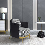 Black & Gray Modern Accent Chair with Linen Upholstery for Living Room