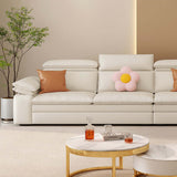 Off White Microfibres Reversible Sleeper Sectional Sofa with Chaise Pull Out Sofa Bed