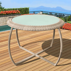 Weather-resistant rattan dining set with chairs