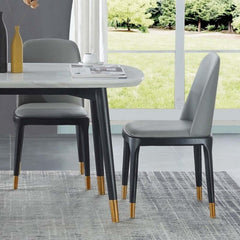 Sleek and sophisticated modern upholstered gray PU dining table chair set of 2