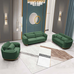 Green velvet upholstered chair and loveseat set for modern living rooms