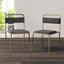 Contemporary gray dining chair without arms, upholstered in modern fabric, set of 2 chairs in elegant gold color