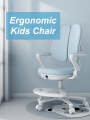 Ergonomic chair with footrest for children and students, adjustable seat height and depth