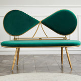 Green 49" Bowknot Loveseat Velvet Upholstered Sofa in Gold Legs