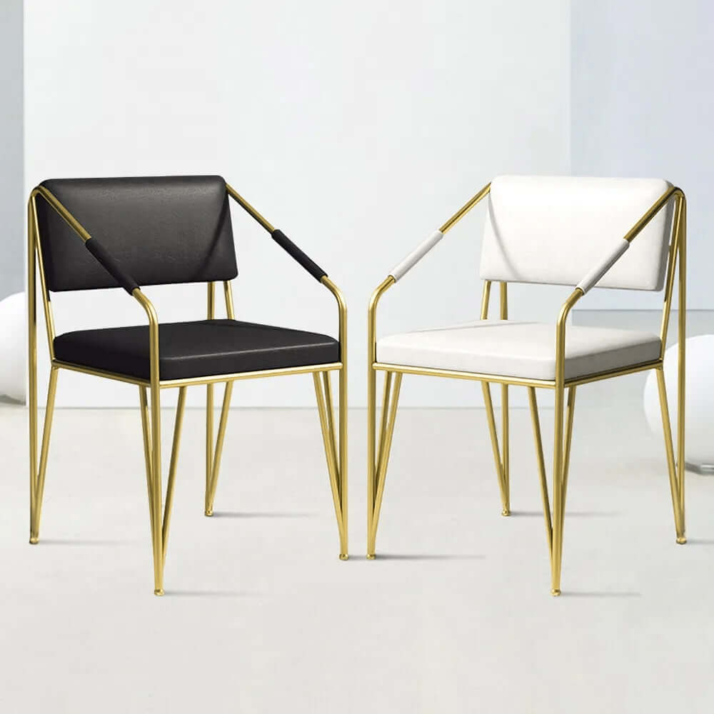 Luxurious Guest Chair with Modern PU Leather and Gold Metal Legs for Glamorous Interiors
