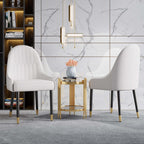 Sleek white and orange dining chairs with metal legs, set of 2, constructed from PU leather for trendy dining space