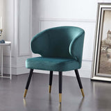 Upholstered Dining Chairs MidCentury Gray Velvet Dining Chairs with Arm (Set of 2)