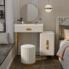 Contemporary Backless White Vanity Stool with PU Upholstery