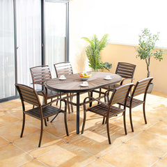 7 piece outdoor dining set with oval table and 6 side chair, ideal for family gatherings