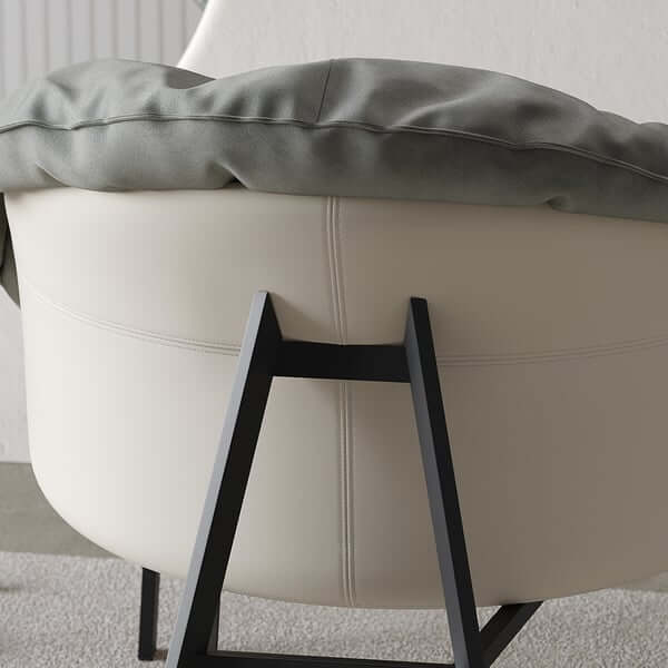 Gray & Beige Cloud Accent Chair with Padded Cushion in Velvet & PU leather