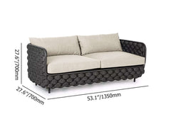 4Pcs Aluminum & Rope Outdoor Sofa Set with Faux Marble Coffee Table and Cushion Pillow for Relaxing Outdoors