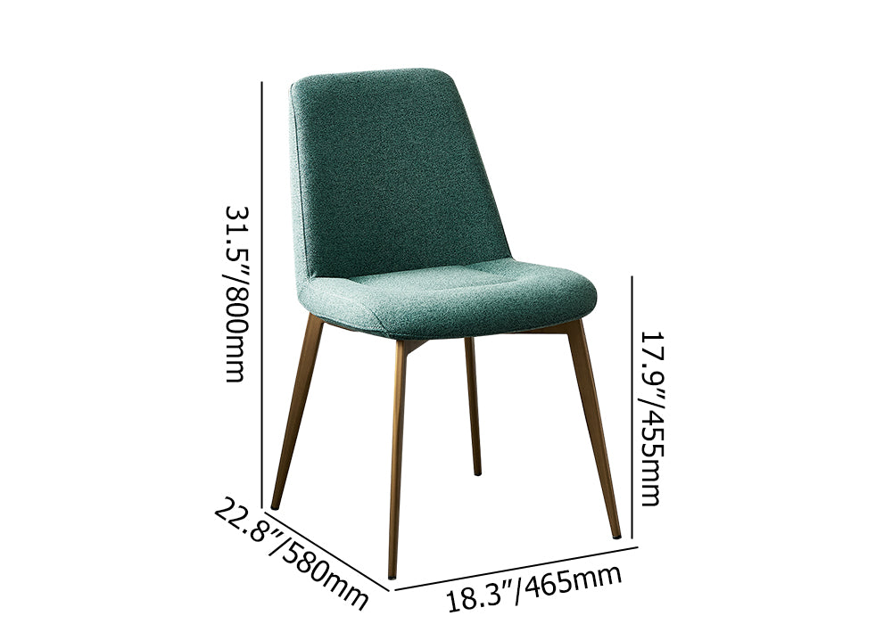 Modern Green Dining Room Chair Upholstered Linen Side Chair Set of 2