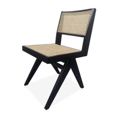 Rattan and ash wood modern black accent chair for home decor