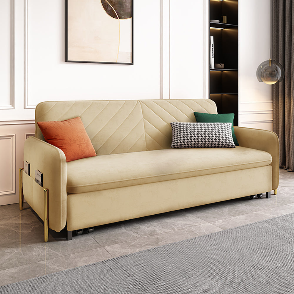 King Sleeper Sofa Beige Upholstered Convertible Sofa