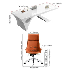 Adjustable chair and contemporary white office desk