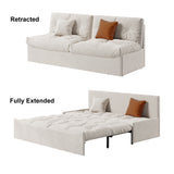 71" White King Couch Bed Tufted Velvet Sofa Bed Convertible Sleeper with Pillows