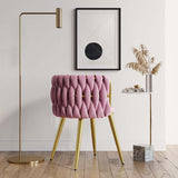 Nordic Pink Round Accent Chair with Velvet Upholstery