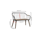 Stylish loveseat bench with wooden backrest and metal frame, perfect for outdoor decor