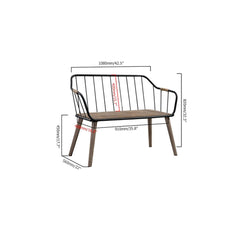 Stylish loveseat bench with wooden backrest and metal frame, perfect for outdoor decor