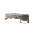 Contemporary Beige Ottoman Furniture with Storage Drawers and Leather Upholstery for Bedroom