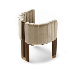 Elegant Wood Arm Chair with Comfortable Camel Velvet Upholstered Seat