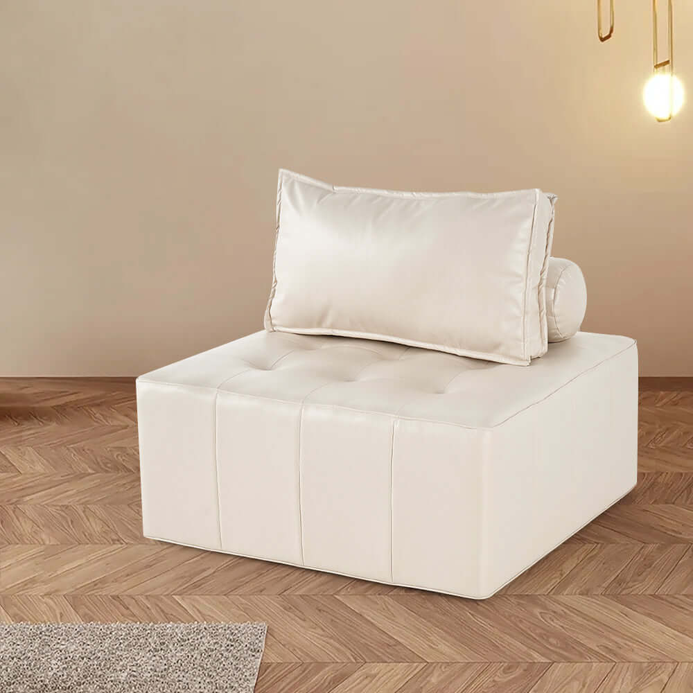 Chic Brown Armless Lounge Chair Upholstered in LeathAire for Versatile and Elegant Interior Design