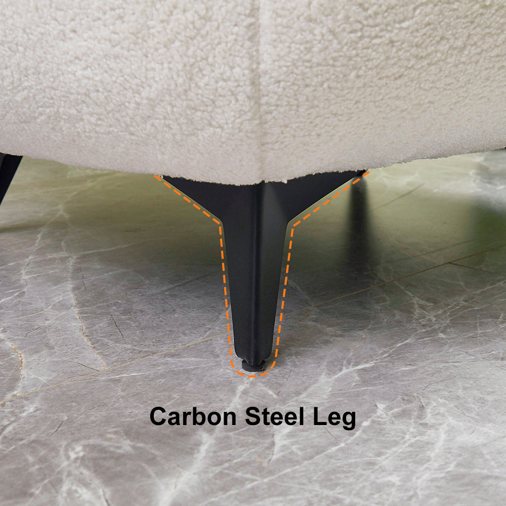 White cream boucle accent chair with matching pouf ottoman for modern lounge seating