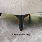 White cream boucle accent chair with matching pouf ottoman for modern lounge seating