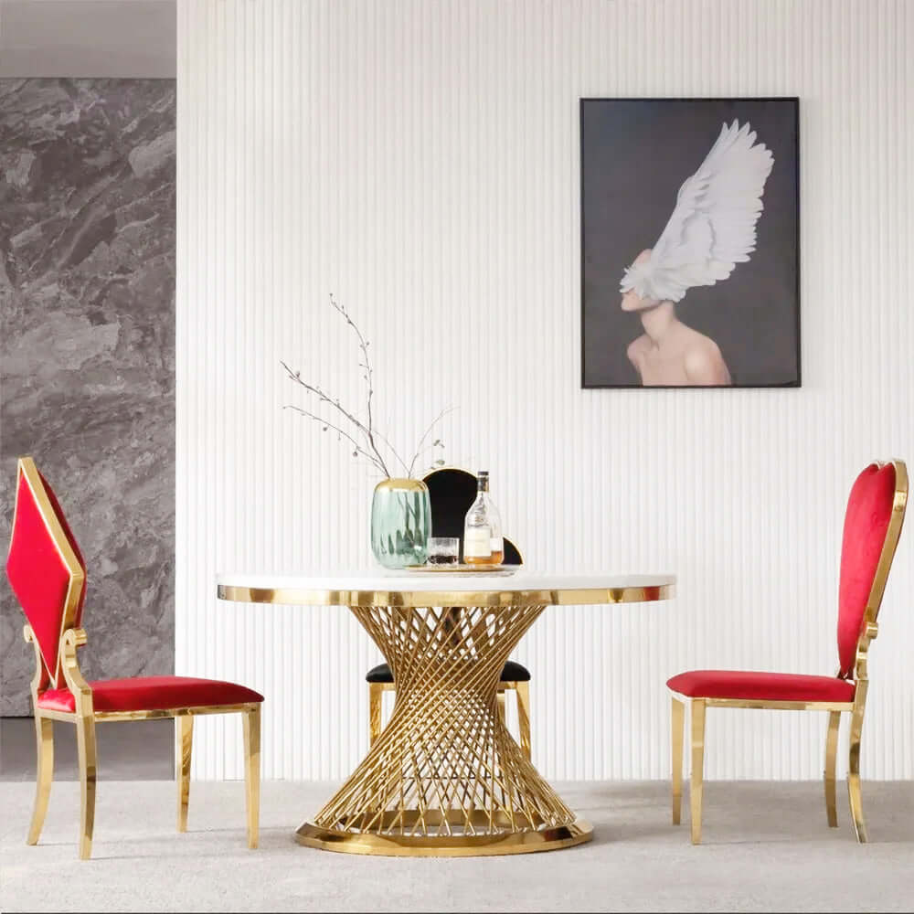 Elegant bar stool with modern velvet upholstery and golden legs for sophisticated interior design