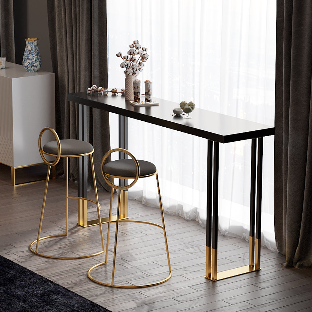Modern Gray Velvet Counter Height Bar Stool with Low Back and Gold Legs