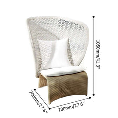 Outdoor Wingback Chair with Arched Bottom and White Cushion