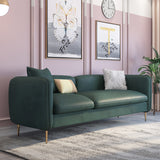 70.9" Modern LeathAire 3Seater Sofa in Green Upholstered with Stainless Steel Base