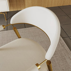 Set of 2 Curvice white PU leather dining chairs with curved back and stainless steel arms