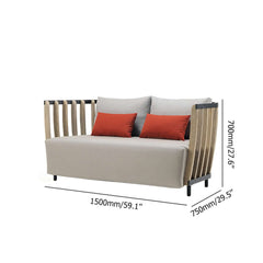 Chic 2-seater outdoor bench with sturdy ash wood frame and sumptuous cushioned back