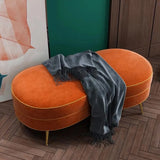 Modern Bench Orange Velvet Upholstered Bench Ottoman Bench Gold Leg Gold Bench