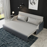 77" Modern Gray Convertible Storage Full Sleeper Sofa LeathAire Upholstery